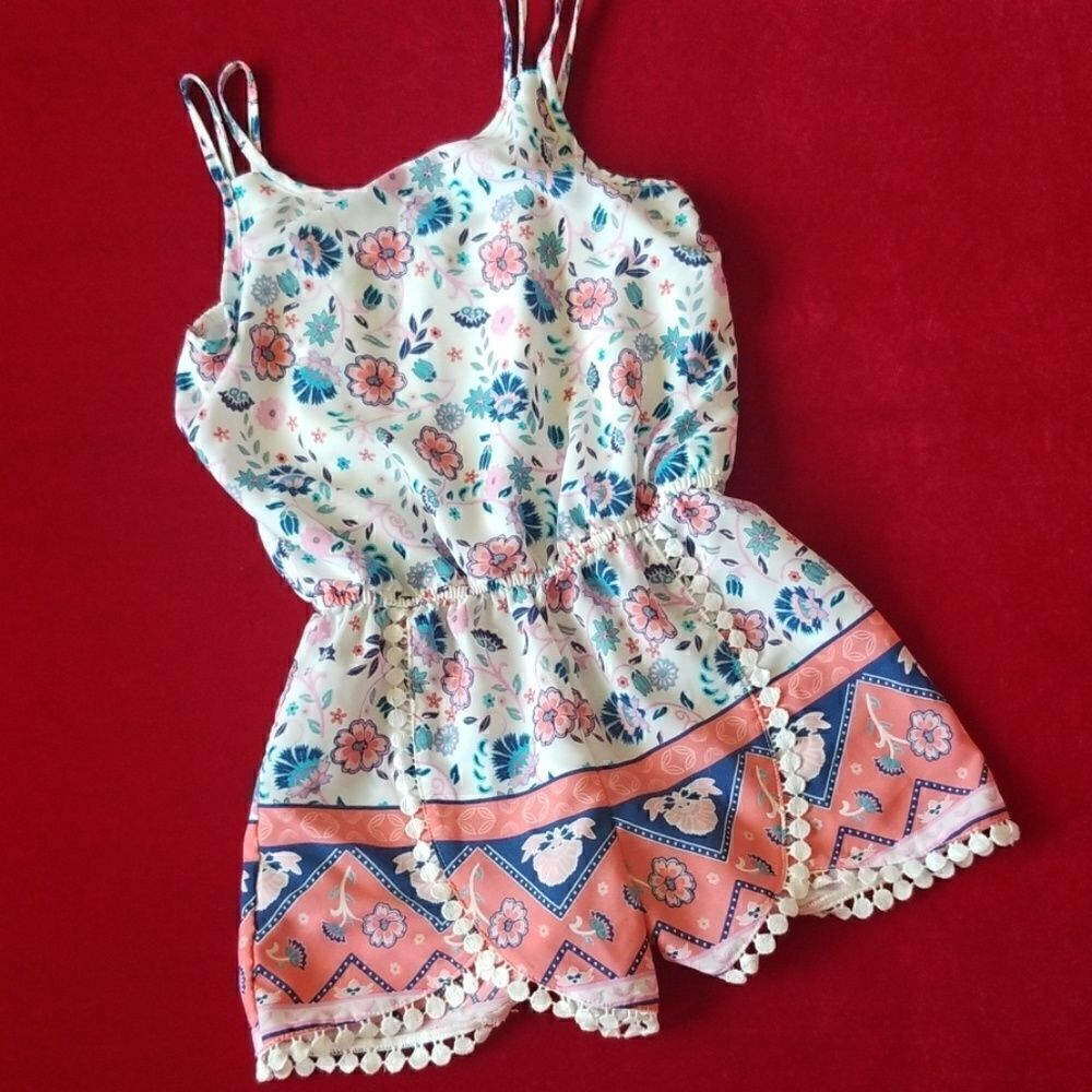 My Michelle Girls Floral Print Romper , Medium